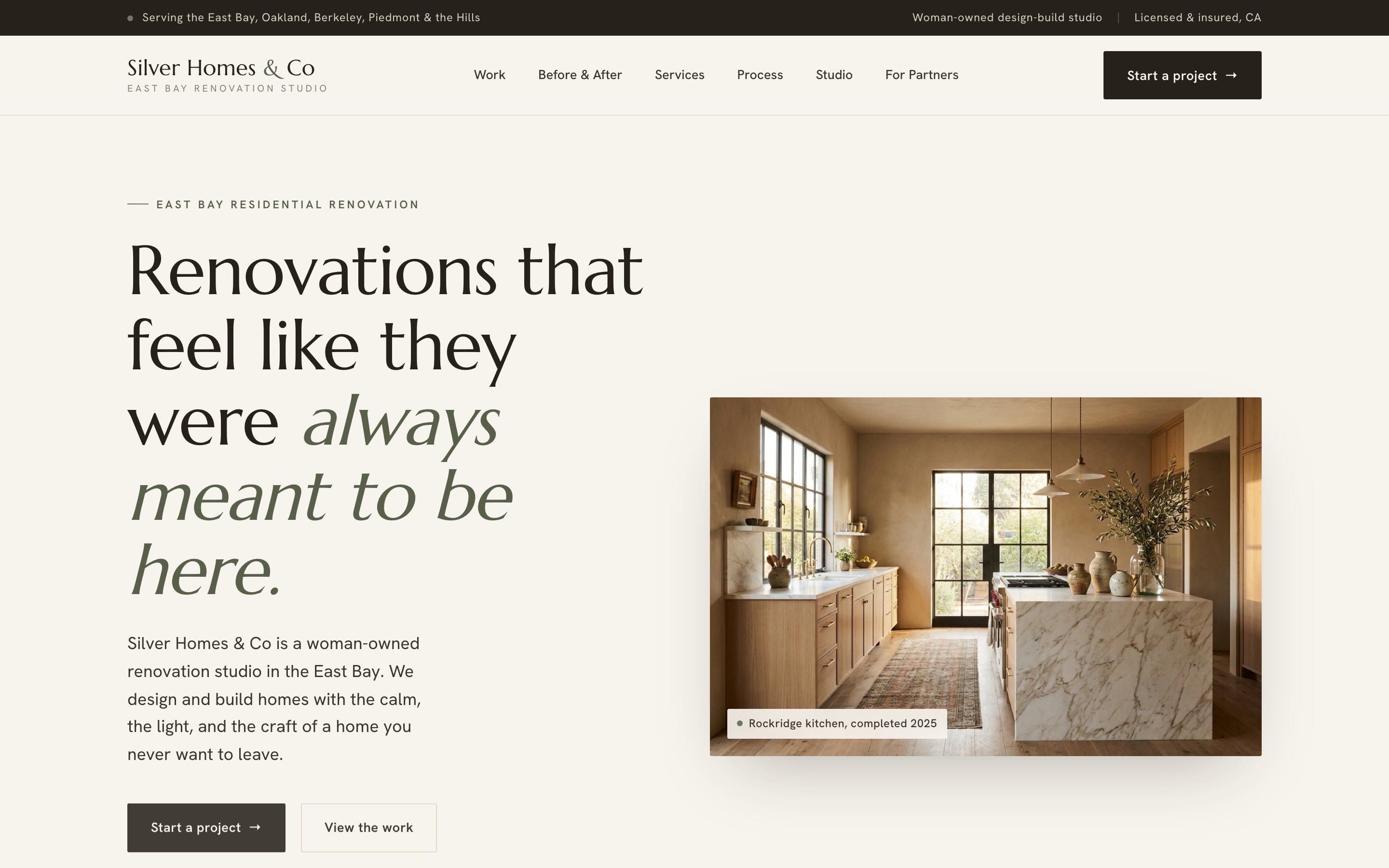 Silver Homes and Co - editorial East Bay residential renovation studio website